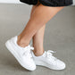 White Leather Platform Sneakers Shoes