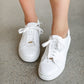 White Leather Platform Sneakers Shoes