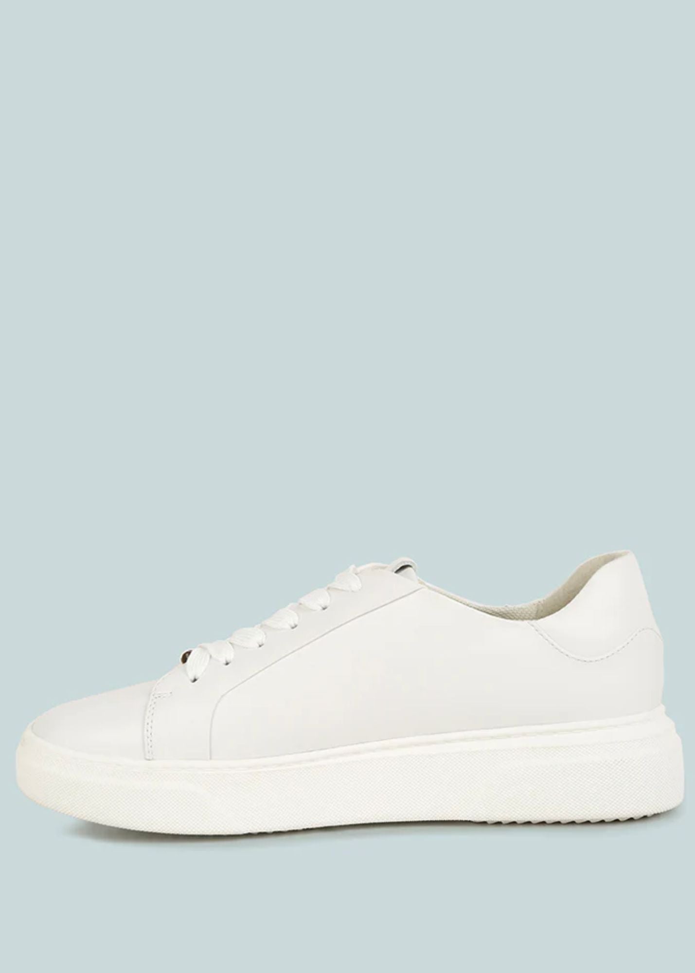 White Leather Platform Sneakers Shoes