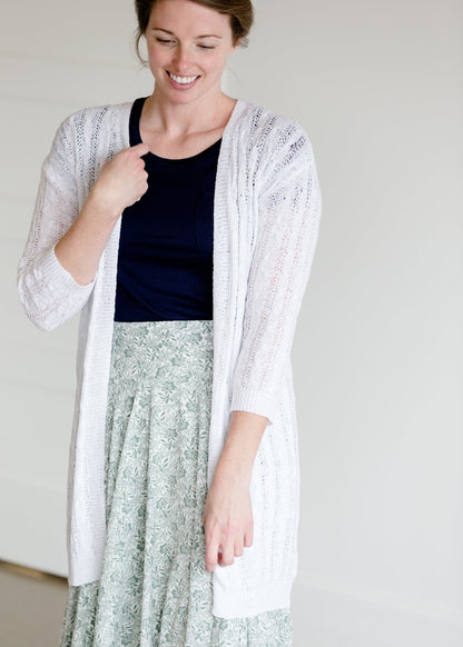 White Long Textured Cardigan - FINAL SALE Layering Essentials
