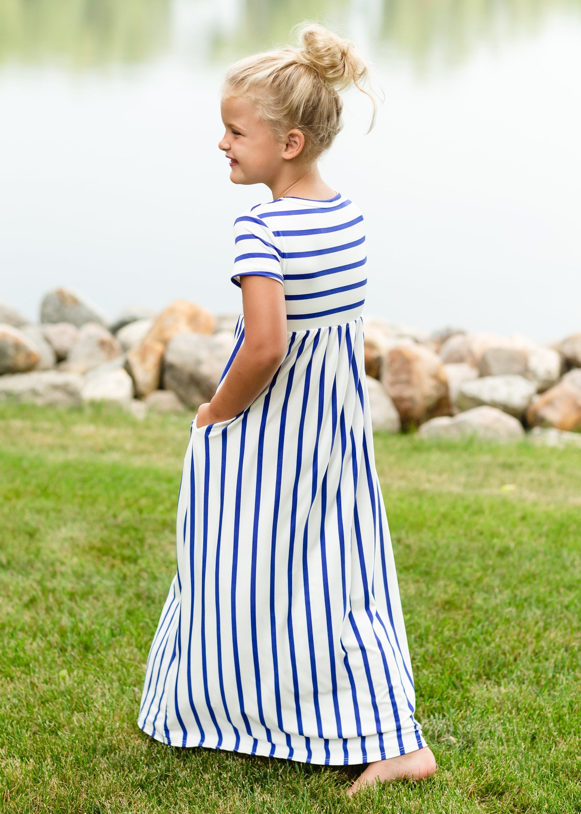 White + Navy Striped Maxi Dress - FINALSALE FF Dresses