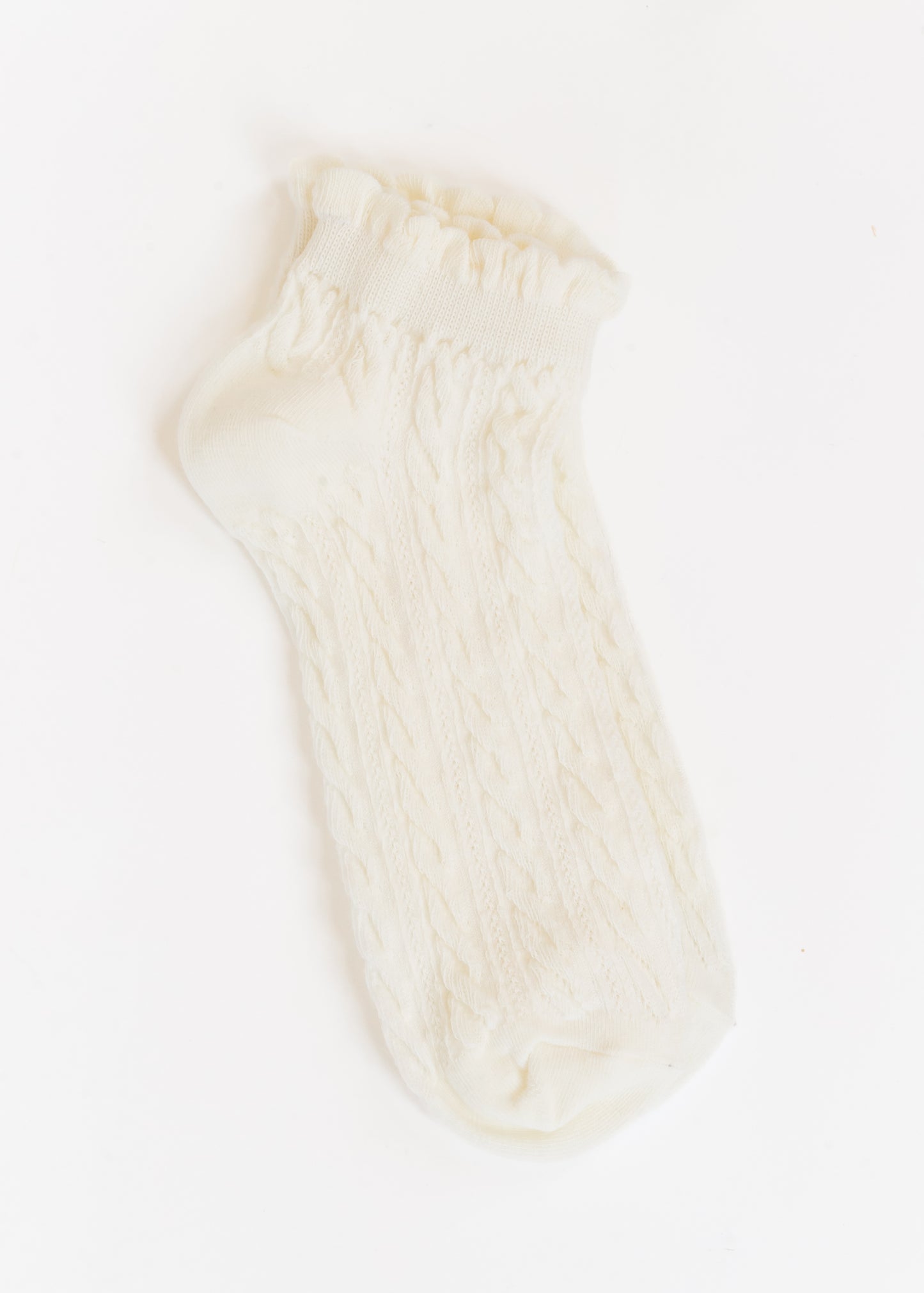 White Retro Ruffle Ankle Socks Accessory