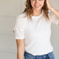 White Ribbed Puff Sleeve Tee - FINAL SALE FF Tops