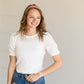 White Ribbed Puff Sleeve Tee - FINAL SALE FF Tops
