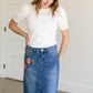 White Ribbed Puff Sleeve Tee - FINAL SALE FF Tops
