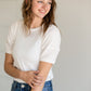 White Ribbed Puff Sleeve Tee - FINAL SALE FF Tops