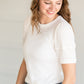 White Ribbed Puff Sleeve Tee - FINAL SALE FF Tops