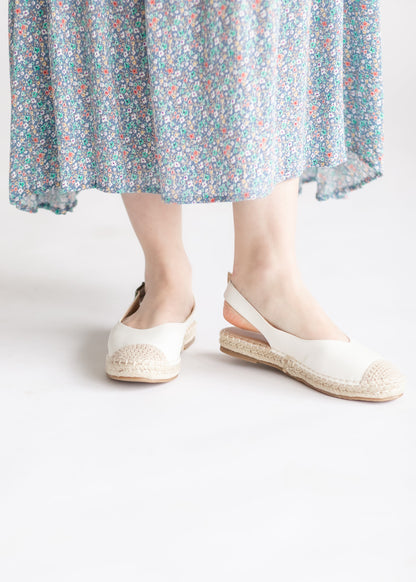 White Slingback Flats Shoes