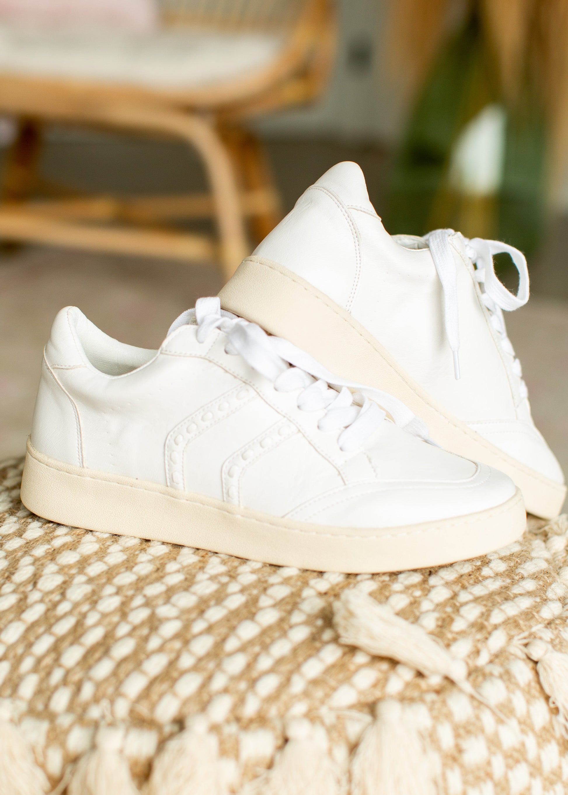 White Stitch Lace Up Sneaker - FINAL SALE Shoes