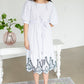 White Striped Belted Lace Hem Midi Dress - FINAL SALE FF Dresses