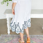 White Striped Belted Lace Hem Midi Dress - FINAL SALE FF Dresses