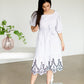 White Striped Belted Lace Hem Midi Dress - FINAL SALE FF Dresses