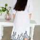 White Striped Belted Lace Hem Midi Dress - FINAL SALE FF Dresses