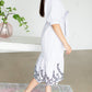 White Striped Belted Lace Hem Midi Dress - FINAL SALE FF Dresses