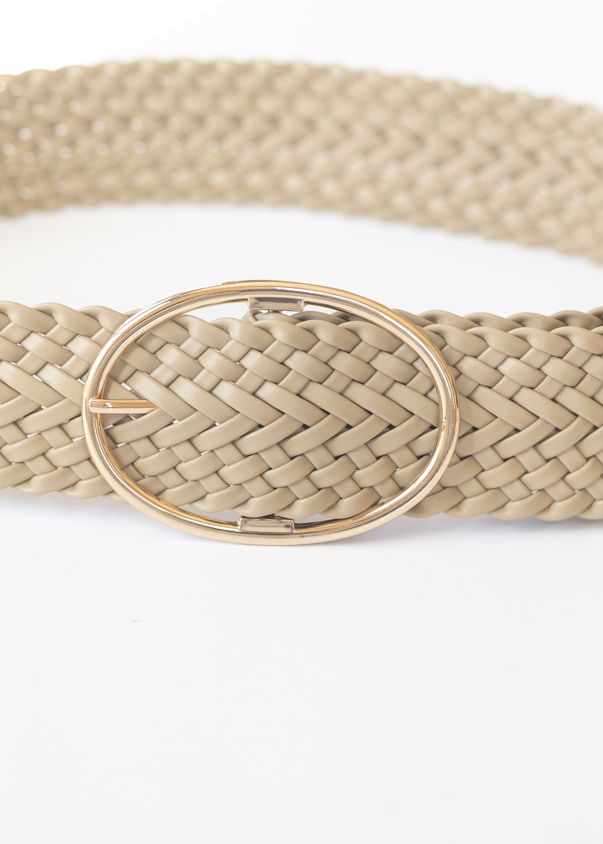 Wide Woven Oval Buckle Belt Accessory