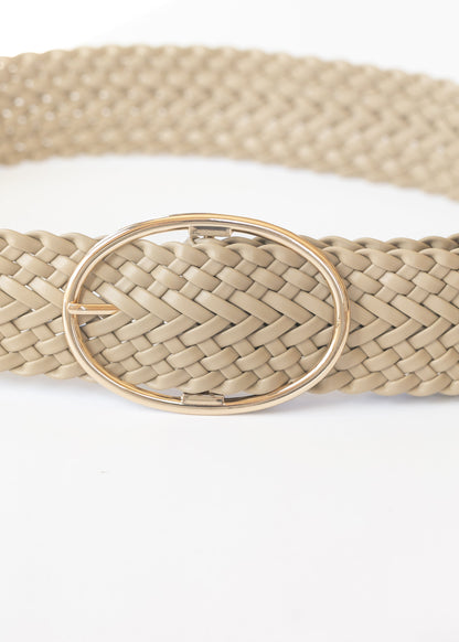 Wide Woven Oval Buckle Belt Accessory