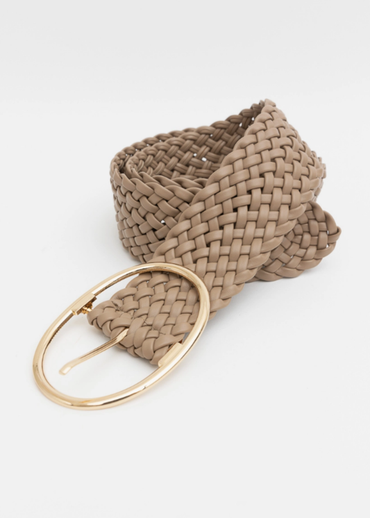 Wide Woven Oval Buckle Belt Accessory
