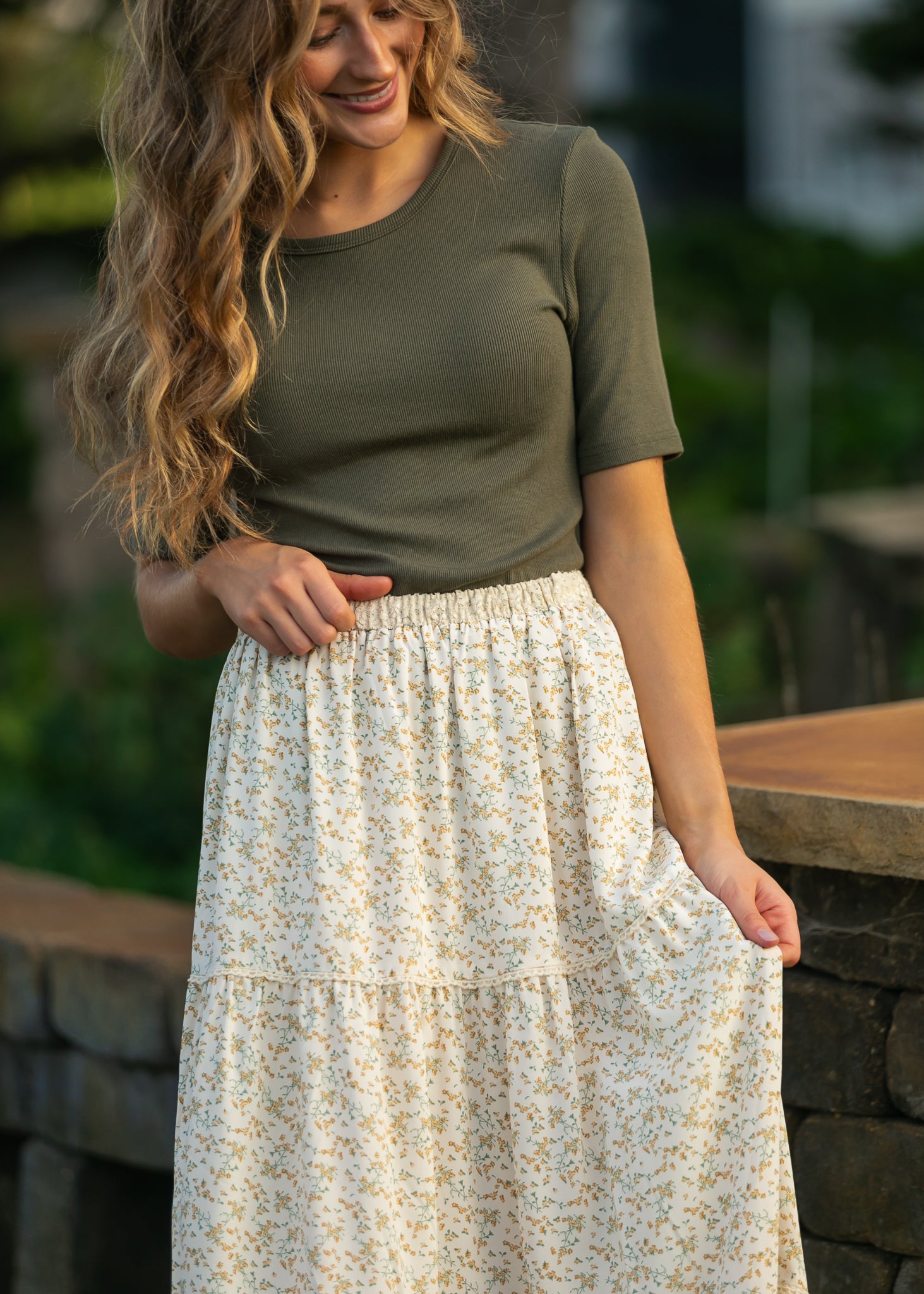 Wilder Lace Tier Floral Maxi Skirt IC Skirts