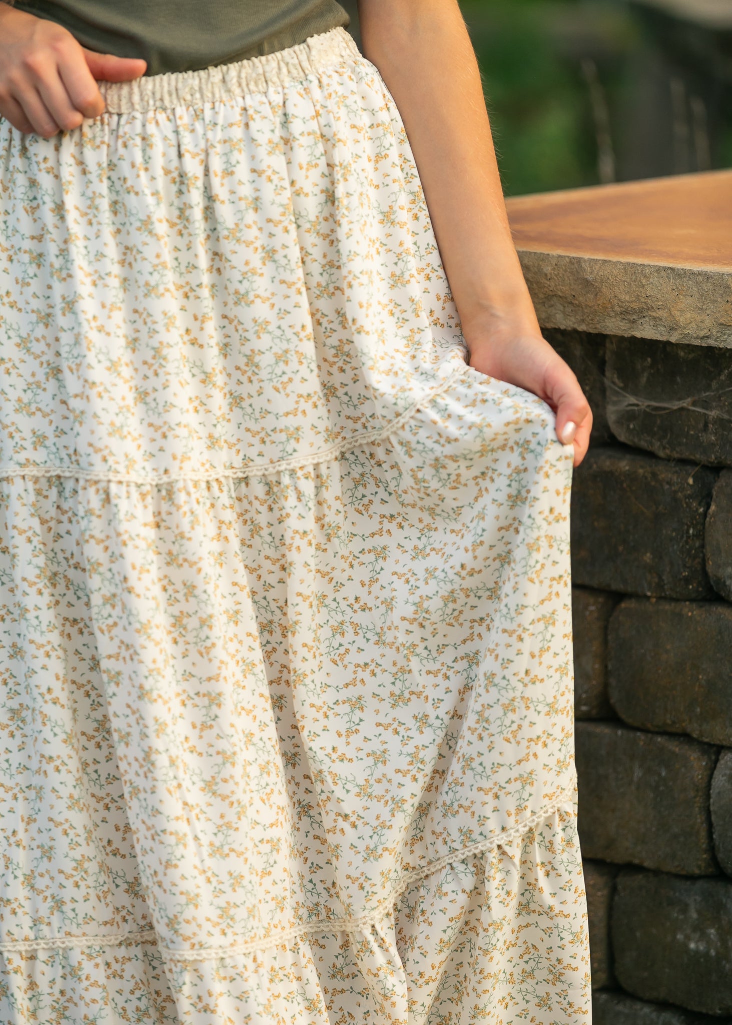 Wilder Lace Tier Floral Maxi Skirt IC Skirts