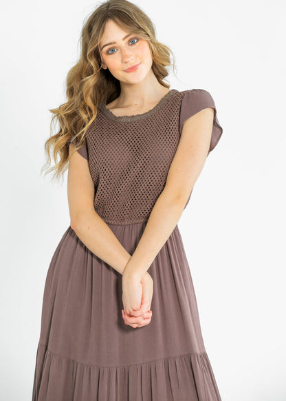 Willow Mae Crochet Tiered Layer Maxi Dress IC Dresses