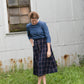 Windowpane Button Midi Skirt - FINAL SALE FF Skirts