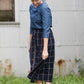 Windowpane Button Midi Skirt - FINAL SALE FF Skirts