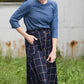 Windowpane Button Midi Skirt - FINAL SALE FF Skirts