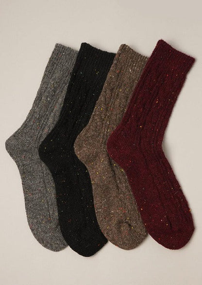 Women's Speckled Wool Blend Crew Length Socks - FINAL SALE Accessories Black