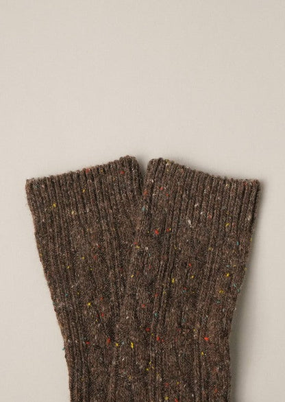 Women's Speckled Wool Blend Crew Length Socks - FINAL SALE Accessories Brown
