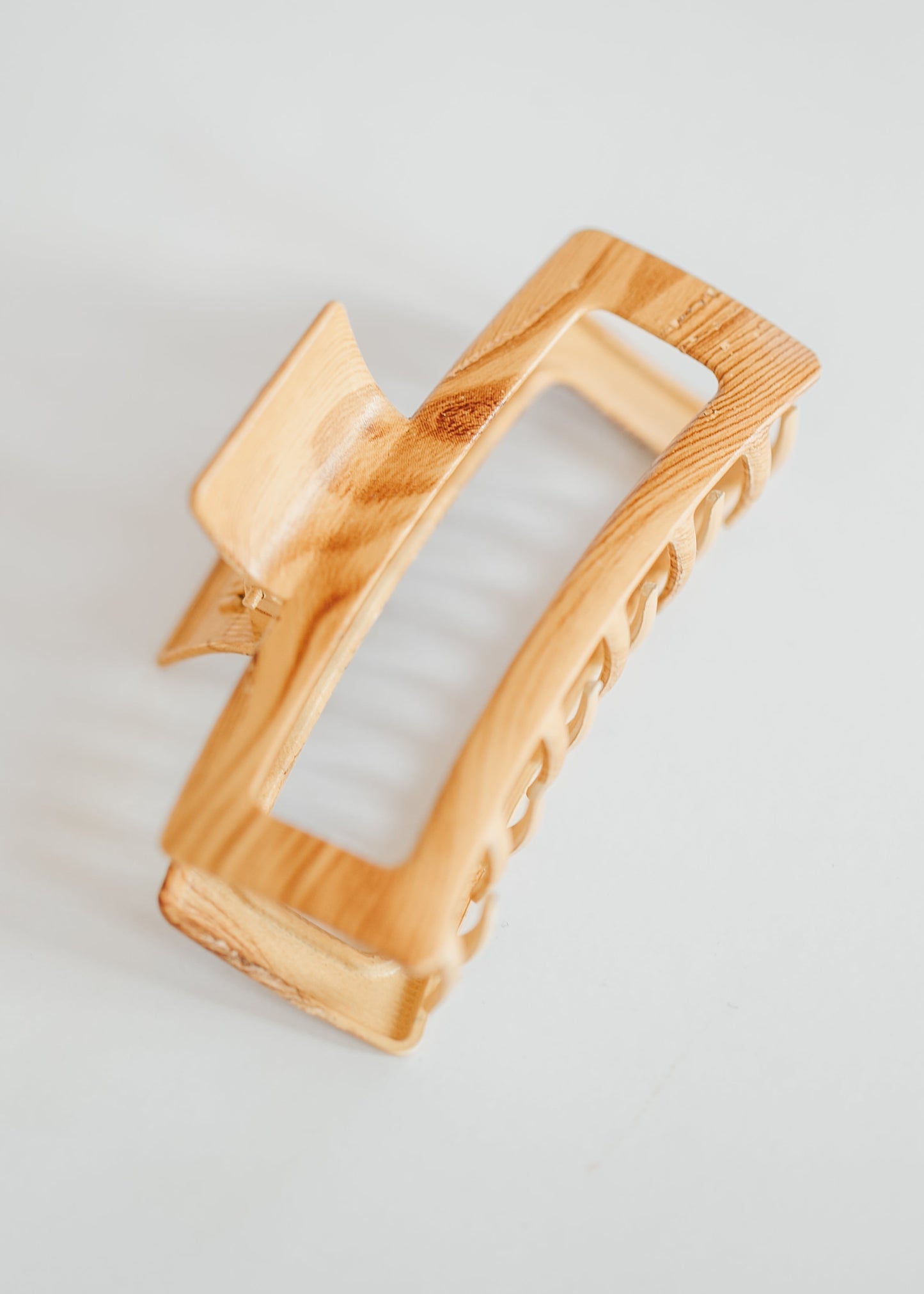 Wood Grain Metal Hair Claw Clip Accessories Rectangle