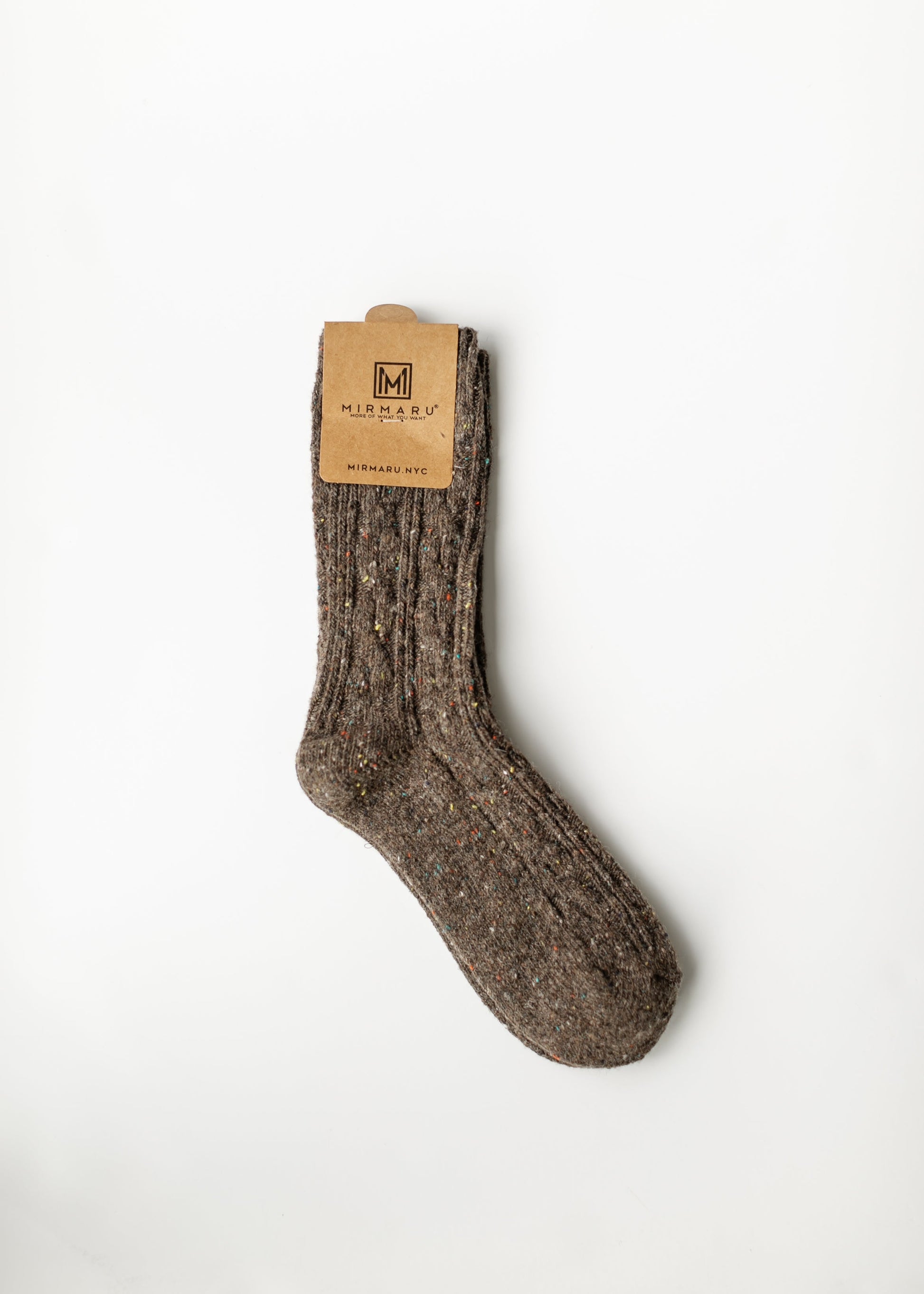 Wool Blend Crew Length Socks Accessories Speckled / Brown