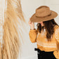 Wool Panama Suede Trim Hat Accessories
