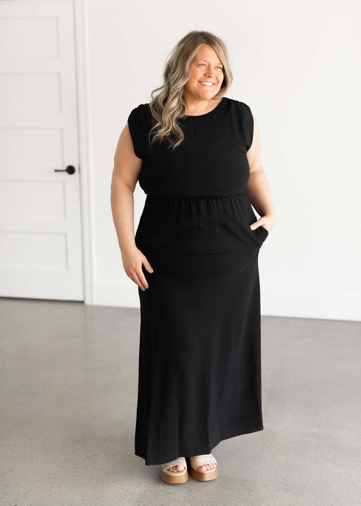 Woven Black Maxi Dress Dresses