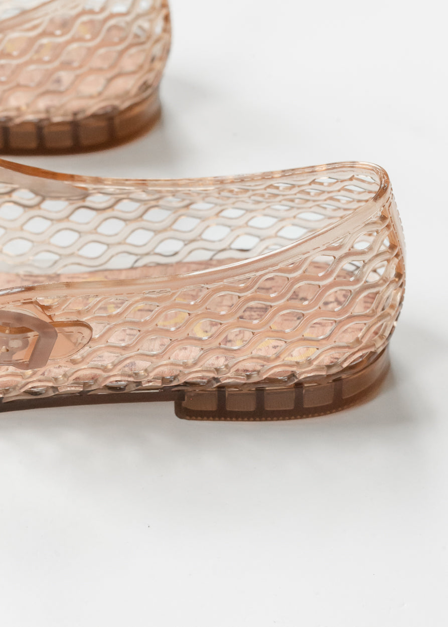 Woven Camel Jelly Mary Jane Flats Shoes