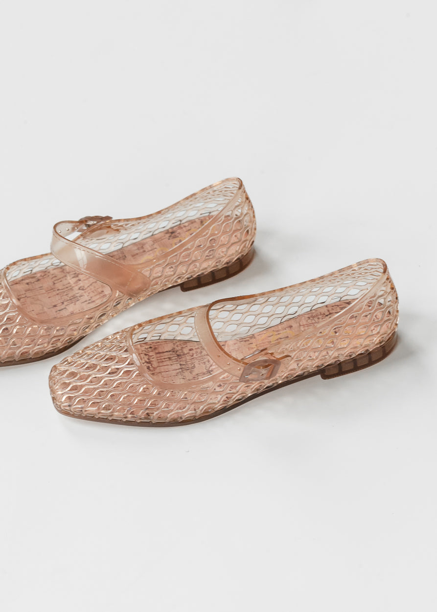 Woven Camel Jelly Mary Jane Flats Shoes