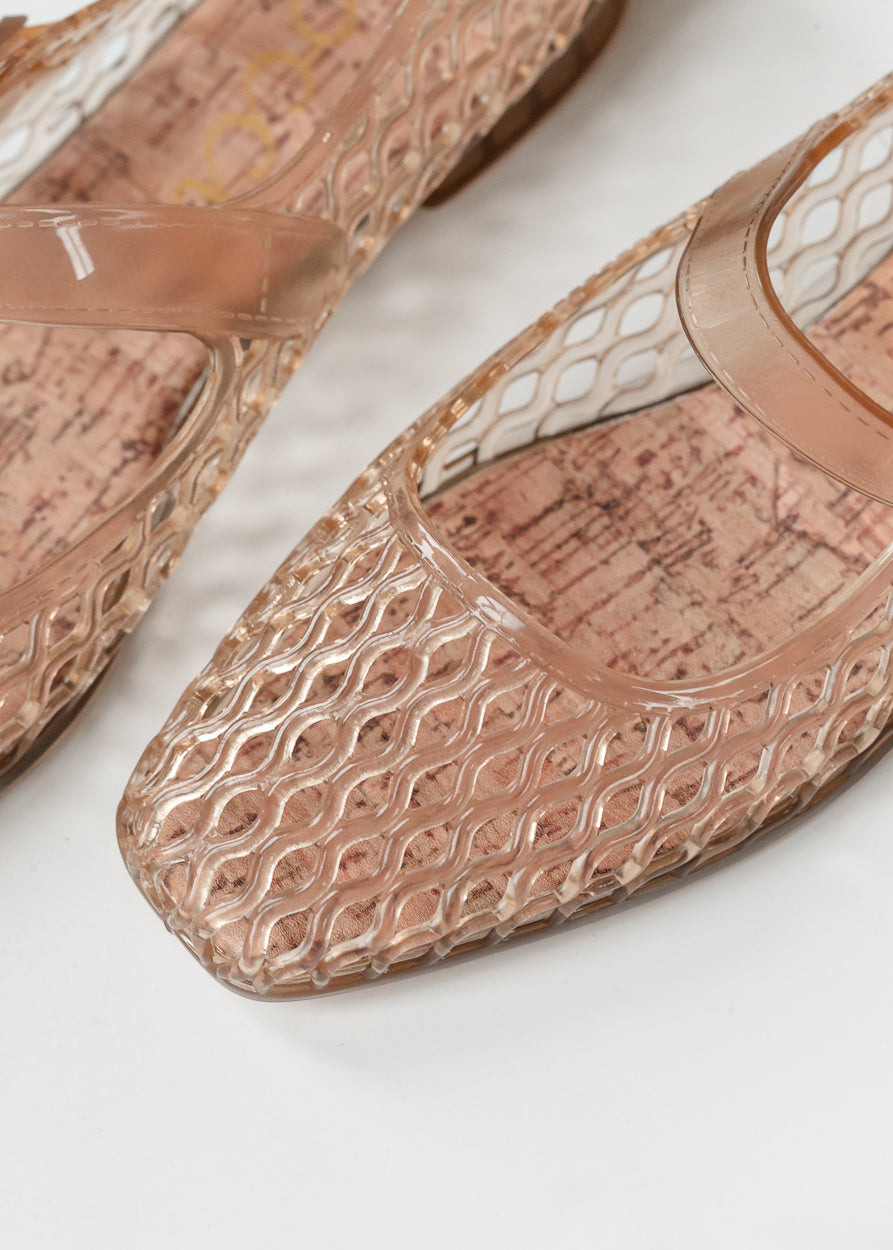 Woven Camel Jelly Mary Jane Flats Shoes