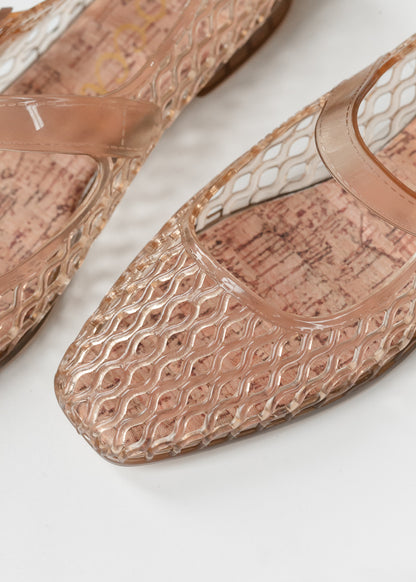 Woven Camel Jelly Mary Jane Flats Shoes
