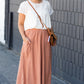 Woven Dotted Patch Pocket Midi Skirt FF Skirts
