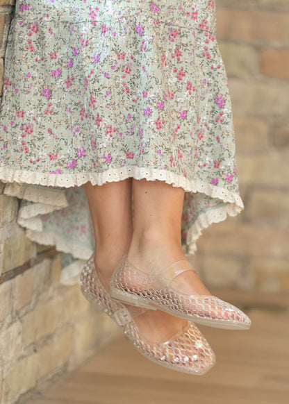 Woven Jelly Mary Jane Flats Shoes