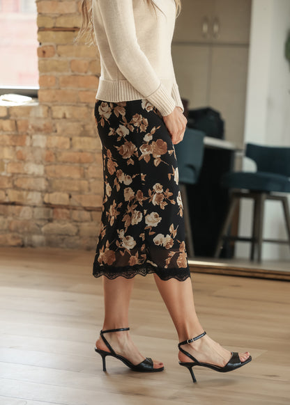 Woven Rose Midi Skirt FF Skirts