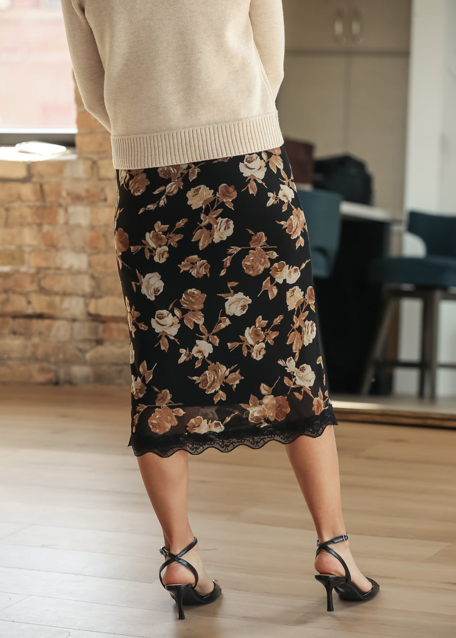 Woven Rose Midi Skirt FF Skirts