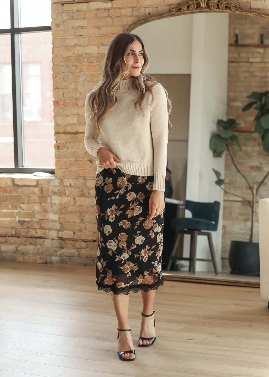 Woven Rose Midi Skirt FF Skirts