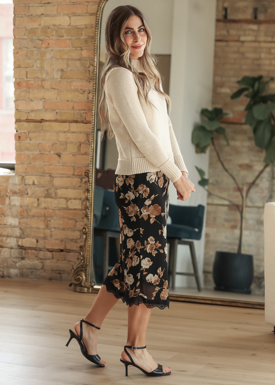 Woven Rose Midi Skirt FF Skirts