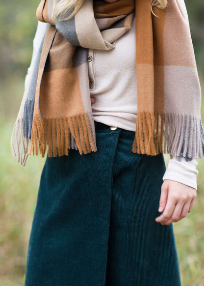 Wrap Corduroy Midi Skirt FF Skirts Emerald / S