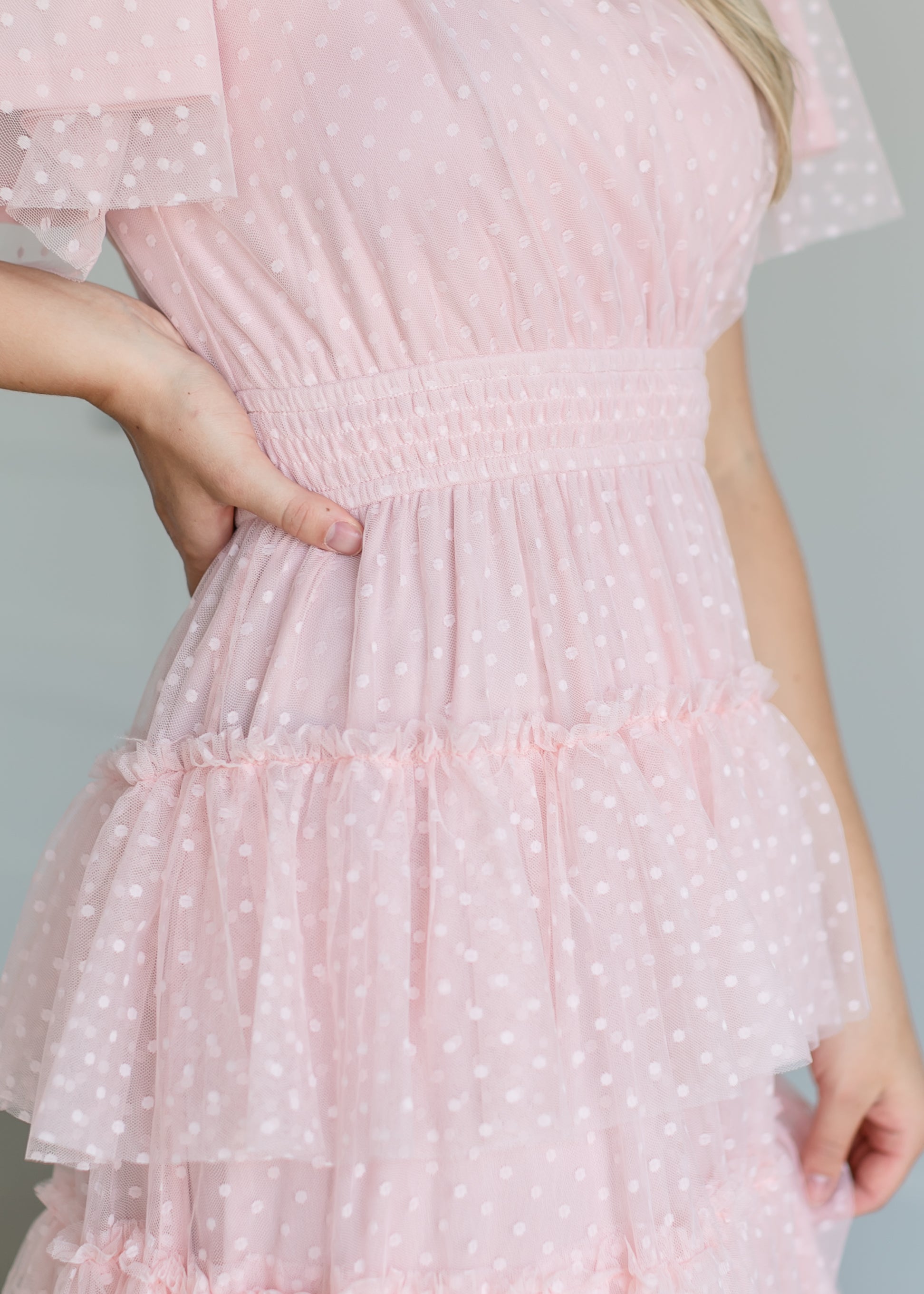 Wrap Swiss Dot Tulle Midi Dress Dresses