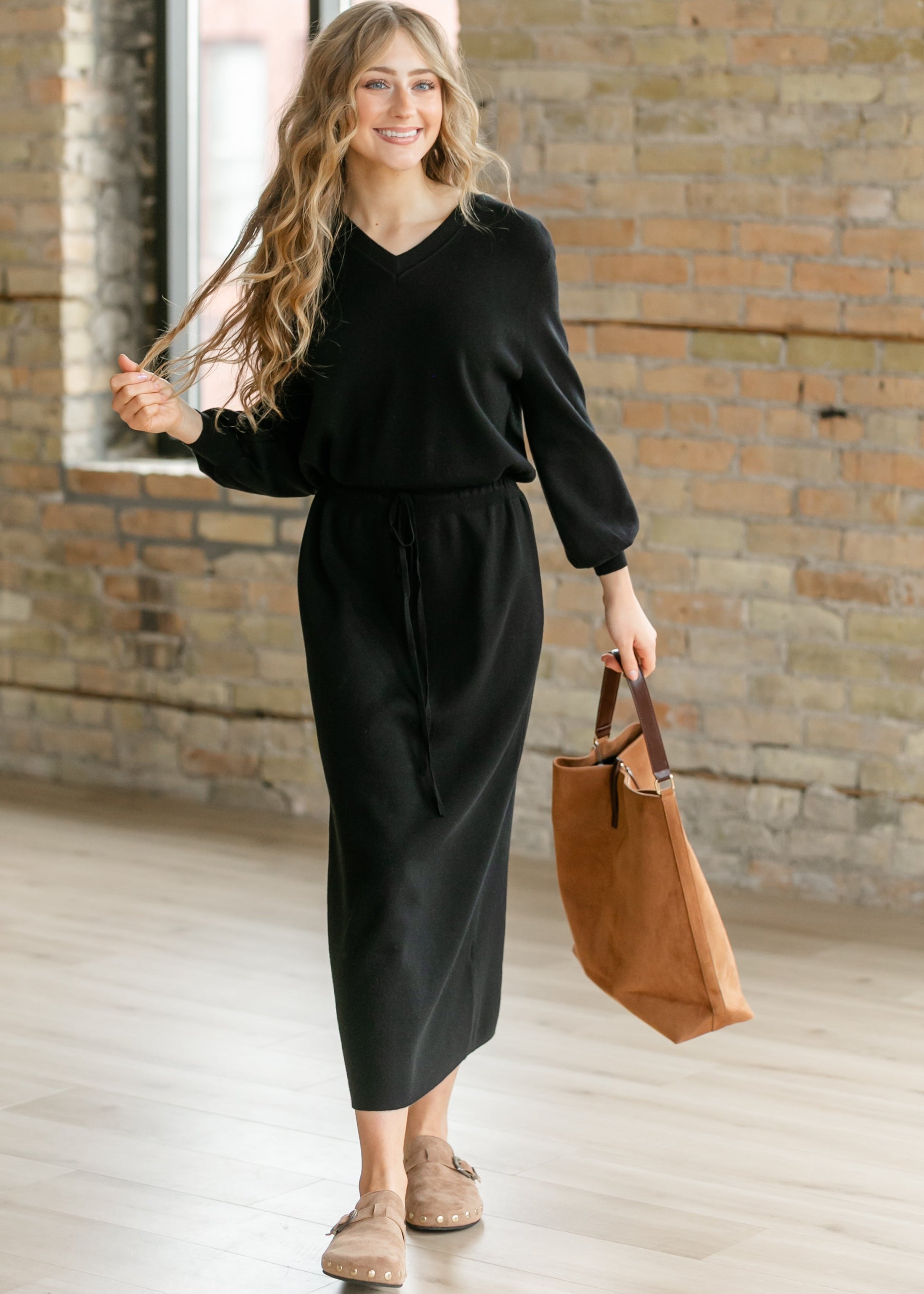 Wren Sweater Midi Dress IC Dresses Black / XS