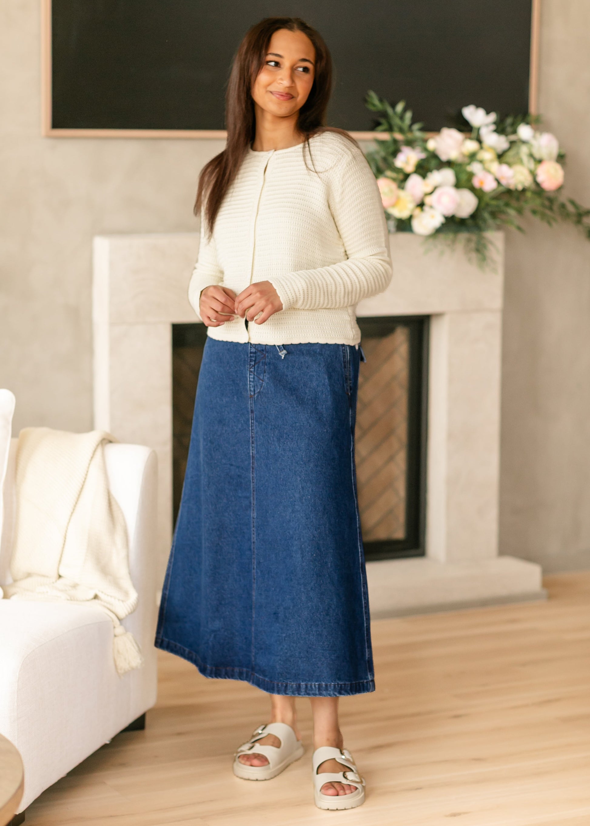 Yael Textured Midi-Weight Cardigan FF Tops