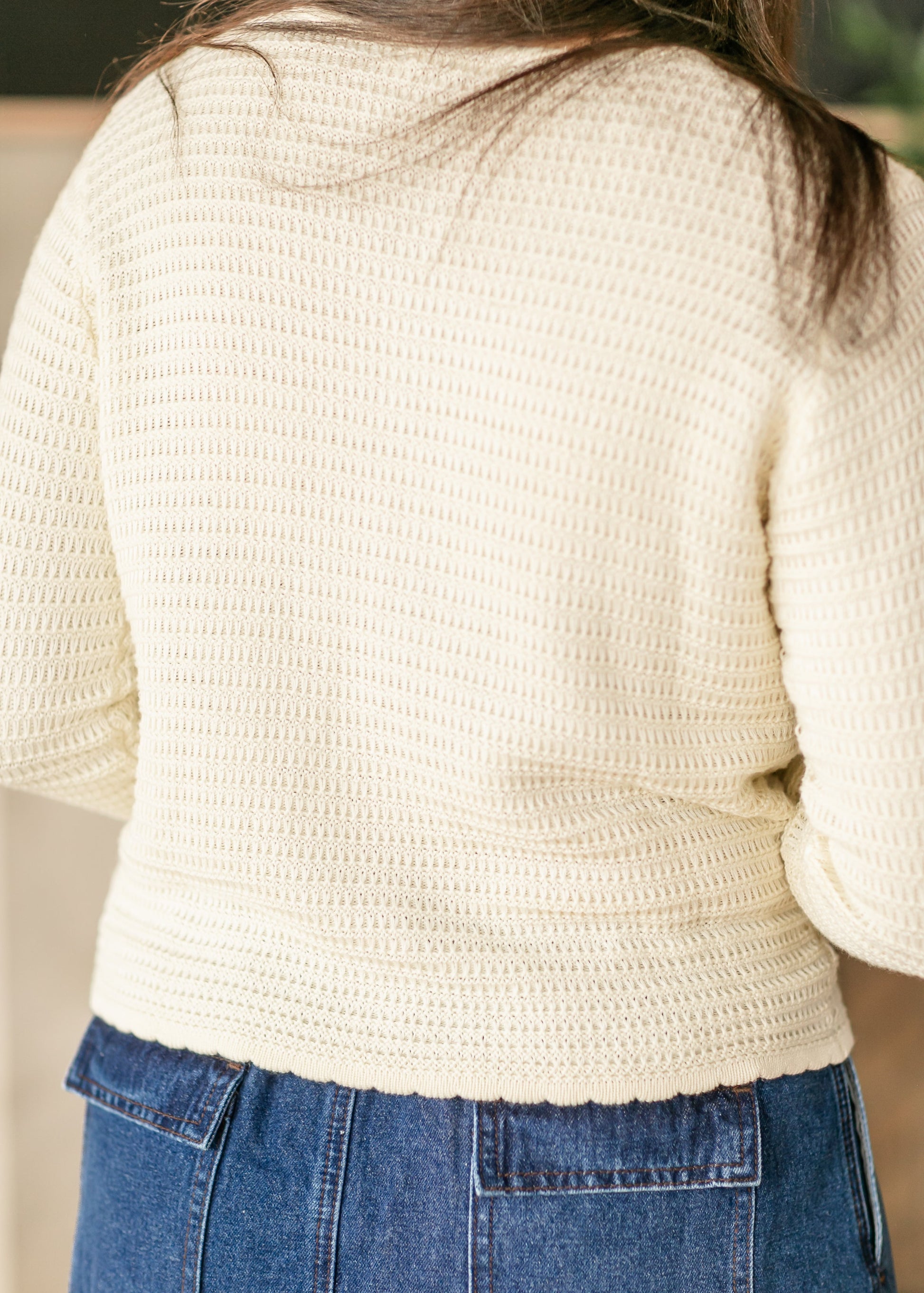 Yael Textured Midi-Weight Cardigan FF Tops