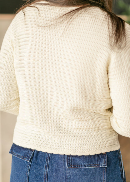 Yael Textured Midi-Weight Cardigan FF Tops