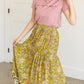 Yellow Floral Waist Tie Midi Skirt - FINAL SALE FF Skirts